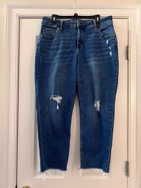 Ava & Viv Dark Blue Distressed Ankle Length Jeans Sz 16W
